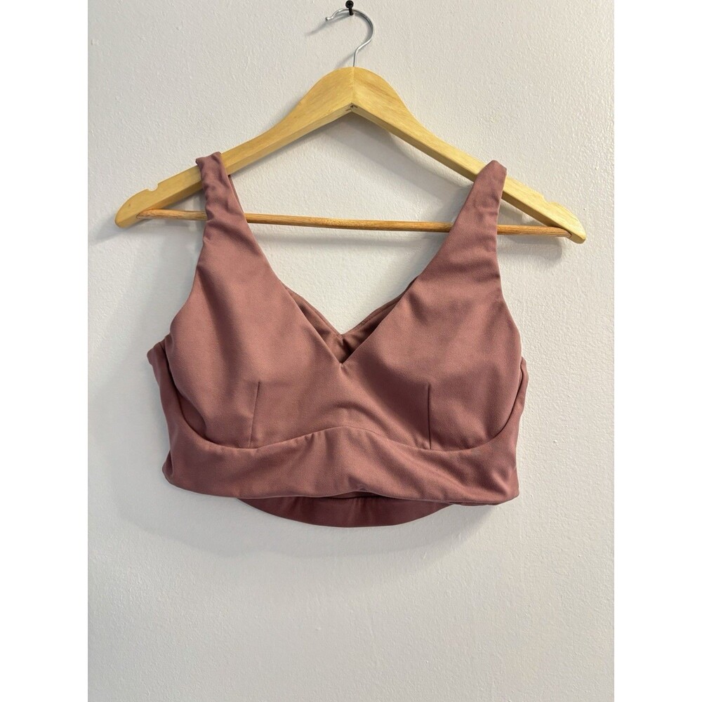 Victoria's Secret Cutout Sports Bra Crop Top Mauve Pink V-Neck Athleisure S